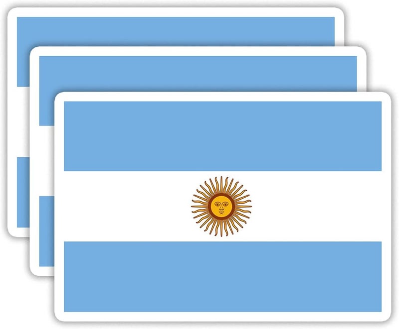 EMMACELA (3PCS) Argentina Flag stickers, Countries Flag Stickers - Waterproof Vinyl Decals For Laptops, Tumblers, Water Bottles, Books, Scrapbooks, Size 3 x 2 Inch - Image 1